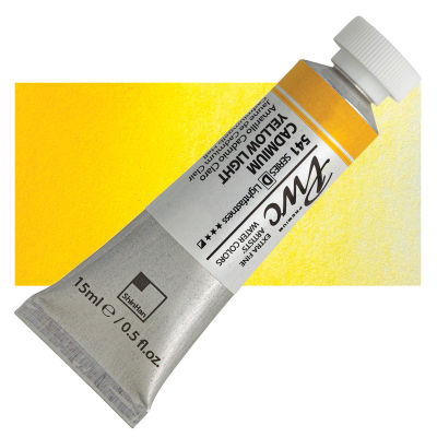 PWC Extra Fine Professional Watercolor - Cadmium Yellow Light, 15 ml, Swatch with Tube