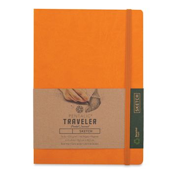 Open in modal - Pentalic Recycled Traveler's Sketchbook - 8-1/4" x 5-7/8", Orange