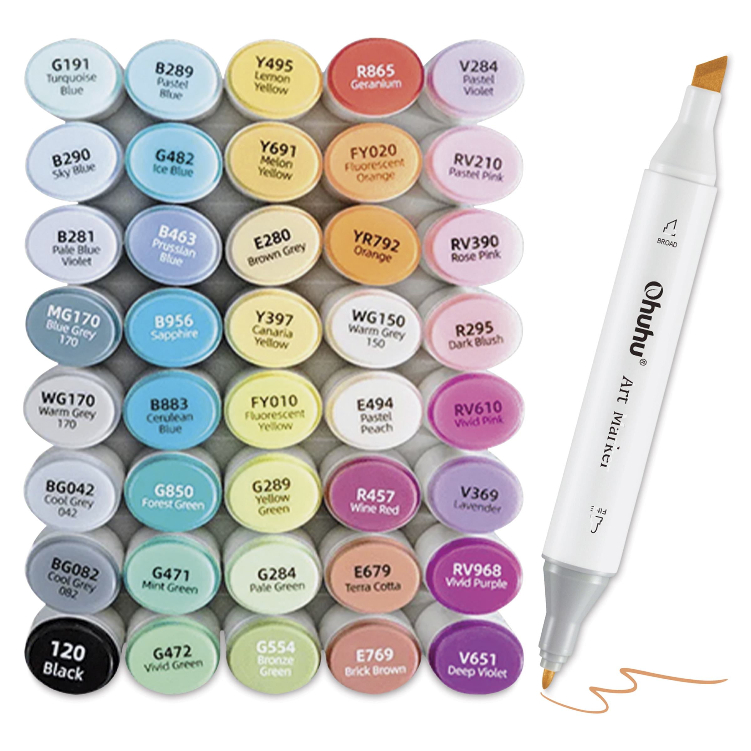 Ohuhu Oahu Dual-Tip Marker Set - Set of 40, Assorted Colors