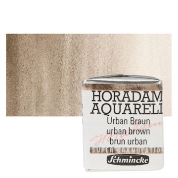 Open in modal - Schmincke Horadam Aquarell Watercolor - Urban Brown, Supergranulation, Half Pan and swatch
