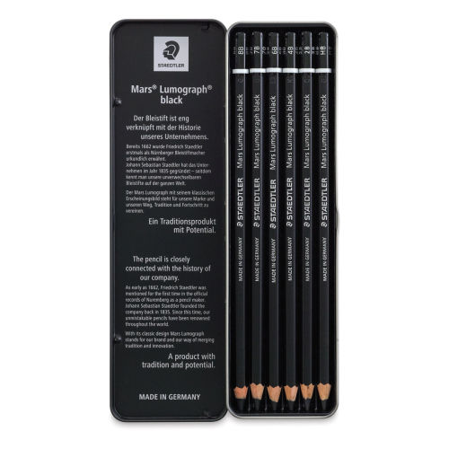 Staedtler Mars Lumograph Black Drawing Pencils - Set of 6
