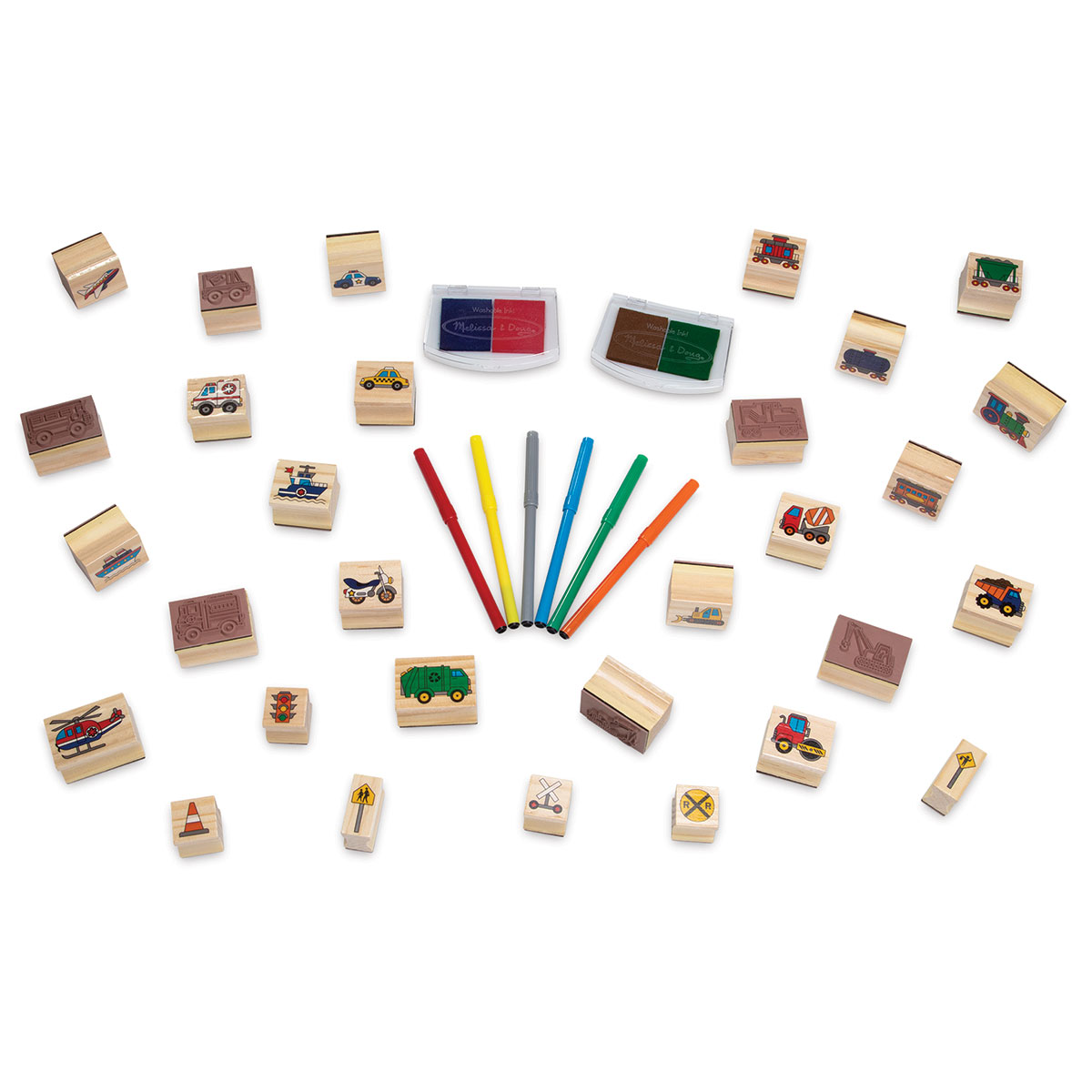 Melissa & Doug Deluxe Stamp Set - Vehicles