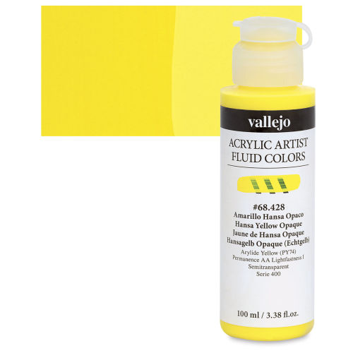 US Art Supply Bright Yellow Opaque Acrylic Airbrush Paint 8 oz.