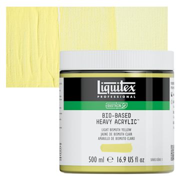 Open in modal - Liquitex Bio-Based Heavy Acrylic Paint - Light Bismuth Yellow, 500 ml jar and swatch