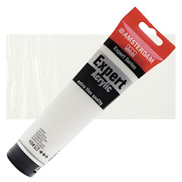 Open in modal - Amsterdam Expert Series Acrylic - Zinc White, 150 ml tube and swatch