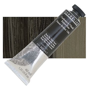 Open in modal - Sennelier Artists' Extra Fine Oil Paint - Van Dyck Brown Deep, 40 ml tube and swatch