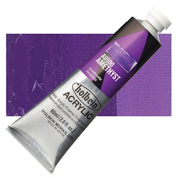 Open in modal - Holbein Heavy Body Artist Acrylic Paint - Amethyst, 60 ml tube and swatch