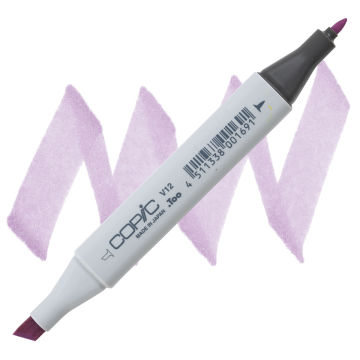 Copic Classic Marker - Pale Lilac V12 swatch and marker