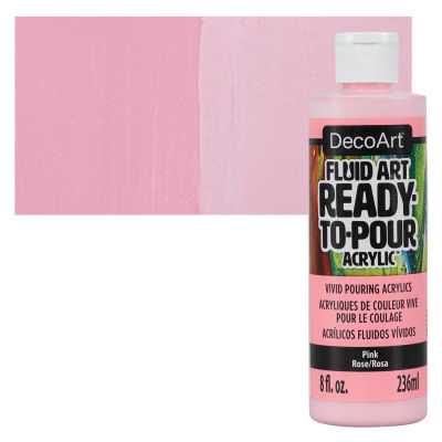 DecoArt Fluid Art Ready-To-Pour Acrylic - Pink, 8 oz Bottle with swatch