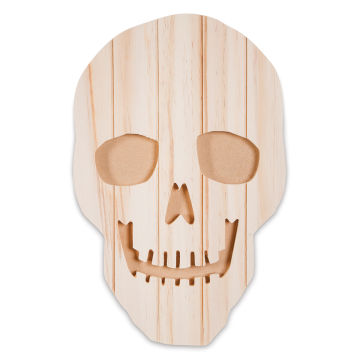 Unfinished Wood Carved Skeleton Face