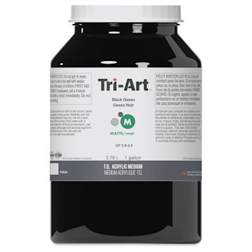 Open in modal - Tri-Art Acrylic Black Gesso - Front view of One Gallon Jar