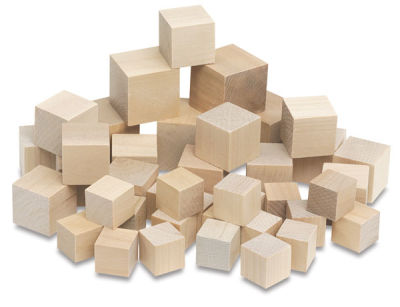 Hygloss Wooden Blocks - 48 pc Assorted Sized blocks shown in pile 