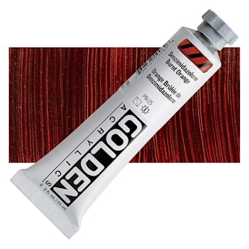 Open in modal - Golden Heavy Body Acrylic Paint - Benzimidazolone Burnt Orange, 59 ml Tube and swatch