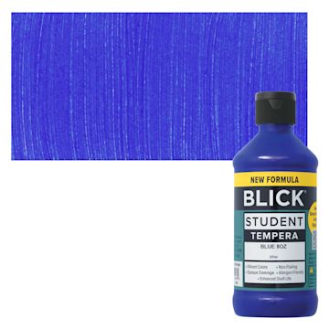 Open in modal - Blick Student Tempera Paint - Blue, 8 oz bottle and swatch