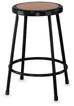National Public Seating Corp Black Fixed Height Stool shown