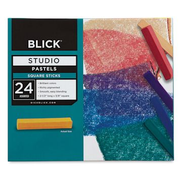 Open in modal - Blick Studio Pastels - Set of 24 Assorted Colors. Front of package.