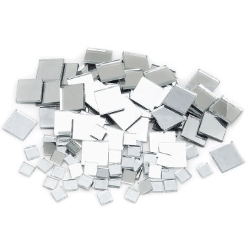 Mosaic Square Mirror Tiles - Contents of Package of 100 shown in pile