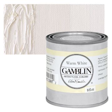 Open in modal - Gamblin Artists' Oil Color - Warm White, 8 oz can and swatch