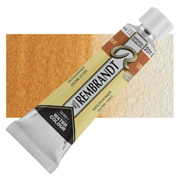 Open in modal - Rembrandt Artist Watercolor - Gold Ochre, 10 ml tube and swatch