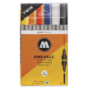 Molotow One4All Acrylic Twin Markers - Basic Colors 1, Set of 6