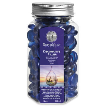 SuperMoss Deep Sea Blue Glass Pebbles - 12 oz in glass container