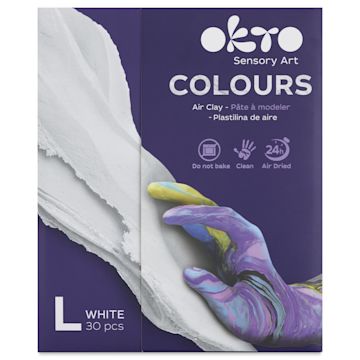 Open in modal - Okto Sensory Art Colours Air Clay - White, Pkg of 30 - front of packaging