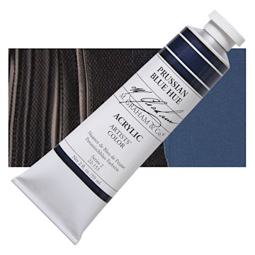 Open in modal - M. Graham Artists' Acrylic - Prussian Blue, 2 oz tube and swatch