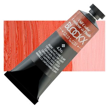 Open in modal - Blockx Artist Oil Color - Capucine Yellow Light, 35 ml Tube and swatch