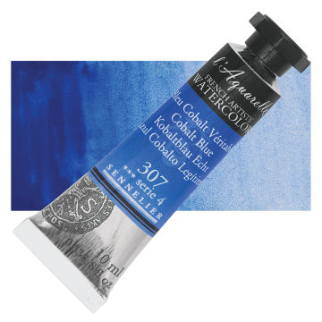 Sennelier French Artists' Watercolor - Cobalt Blue, 10 ml, Tube with Swatch