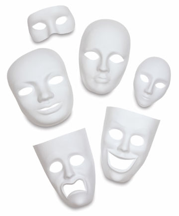 Creativity Street Plastic Face Masks - Several plastic Face Masks shown
