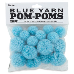 Yarn Pom Poms - Blue, Pkg of 20