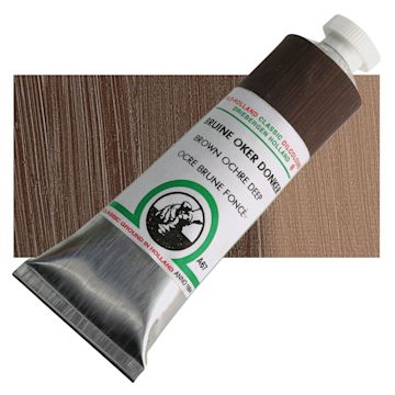 Open in modal - Old Holland Classic Oil Color - Brown Ochre Deep, 40 ml tube and swatch