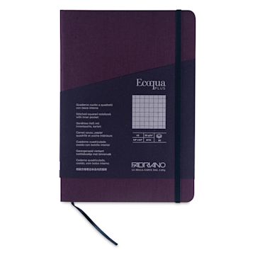 Open in modal - Fabriano EcoQua Plus Stitch-Bound Notebook - Wine, 5-4/5" x 8-1/4", Grid, front cover