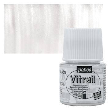 Open in modal - Pebeo Vitrail Paint - White, 45 ml bottle and swatch