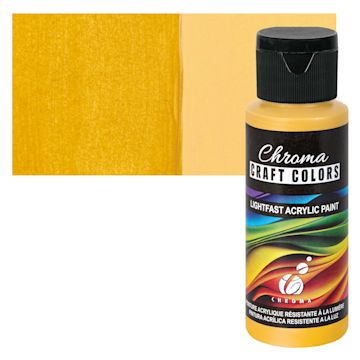 Open in modal - Chroma Craft Colors Acrylic Paint - Spicy Mustard, swatch and bottle