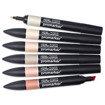 Open in modal - Winsor & Newton Promarker - Skin Tones 1, Set of 6, out of packaging