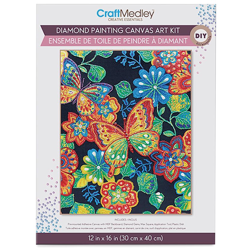 Craft Medley Diamond Painting Canvas Art Kit Butterfly BLICK Art