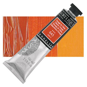 Open in modal - Sennelier Extra-Fine Artist Acrylique - Chinese Orange, 60 ml tube and swatch