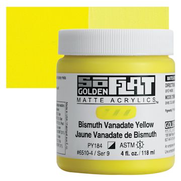 Open in modal - Golden SoFlat Matte Acrylic Paint - Bismuth Vanadate Yellow, 118 ml, Jar and swatch