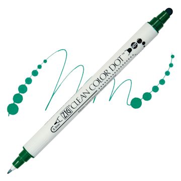 Open in modal - Zig Clean Color Dot Dual Tip Marker - Green, swatch and marker