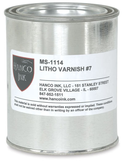 Hanco Ink Modifiers - Front of can of Litho Varnish, No 7