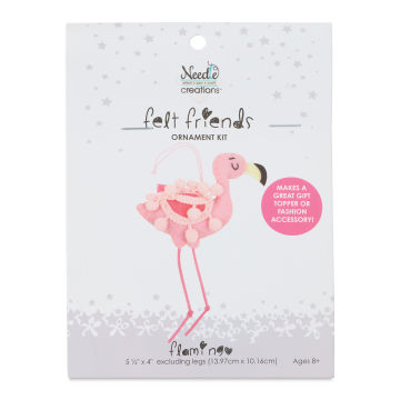 Needle Creations Felt Friends Flamingo Ornament Kit, front of the packaging. 