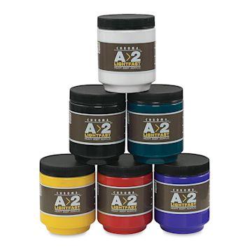Open in modal - Chroma Atelier A2 Lightfast Heavy Body Acrylic Paint - Assorted Colors, set of 6, 250 ml, Jars