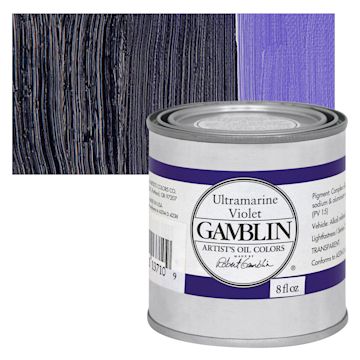 Open in modal - Gamblin Artist's Oil Color - Ultramarine Violet, 8 oz Can and swatch