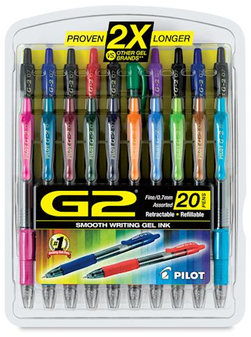 Pilot G2 Gel Pen Set - Wallet Set, 0.7mm, Set of 20, Assorted Colors ...