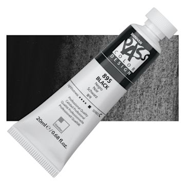 Open in modal - ShinHan Pass Colors Opaque Watercolor Tube - Black, 20 ml tube and swatch
