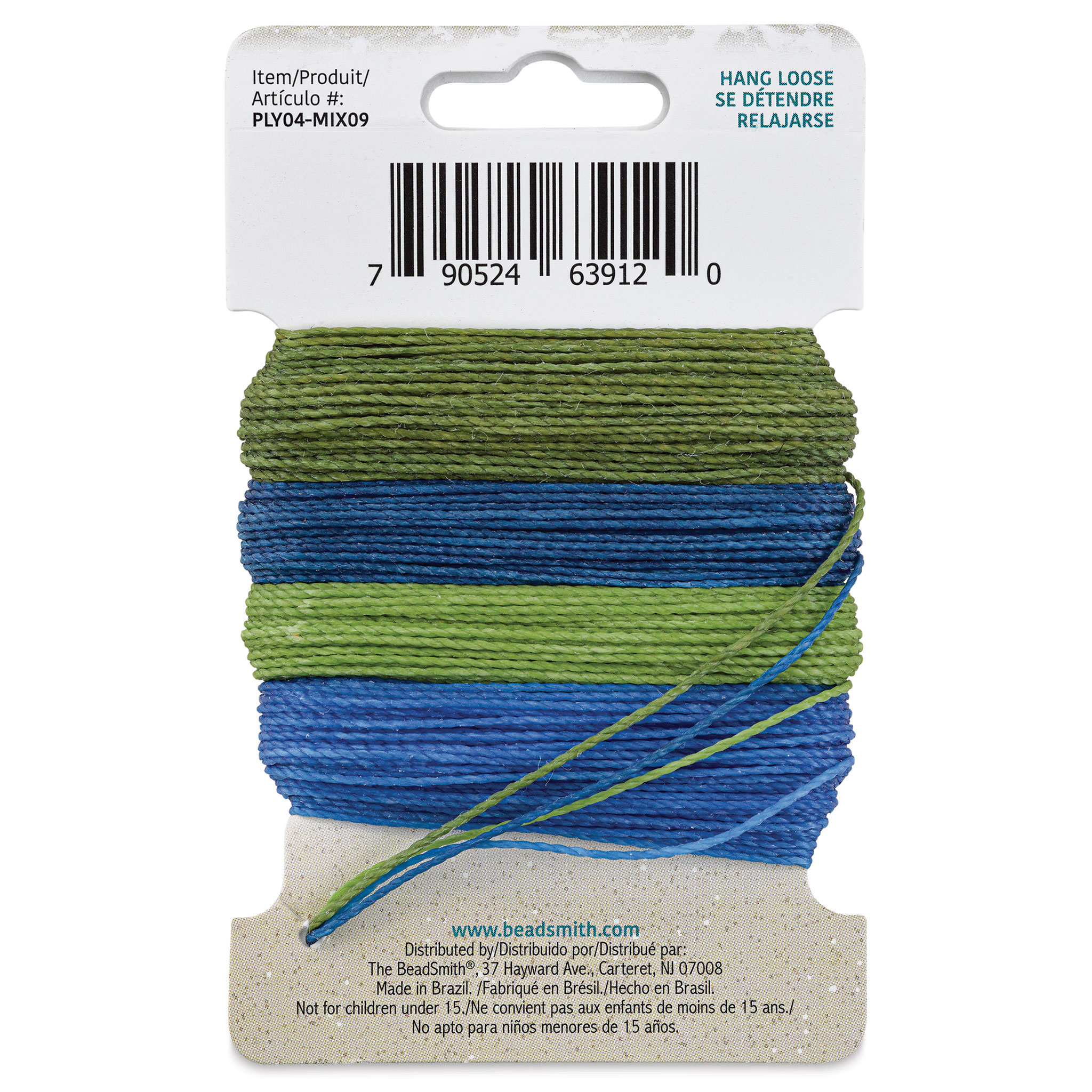 MY made マーメイド… Beadsmith Knot-It Waxed Brazilian Cord - Hang Loose, Pkg of