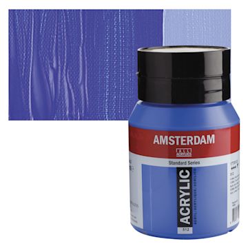 Open in modal - Amsterdam Standard Series Acrylic - Cobalt Blue Ultramarine, 500 ml bottle and swatch