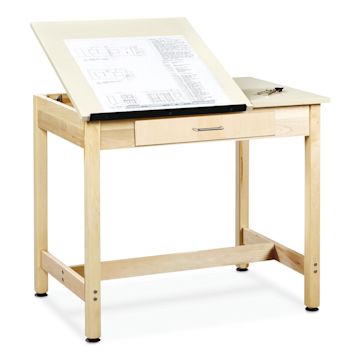 Open in modal - Diversified Spaces Drawing 30"H Table - 2 Piece Top, with Drawer