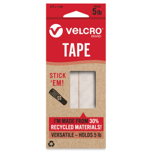 Velcro Brand ECO Collection Tape, White, 3 ft x 7/8", Front Of Package